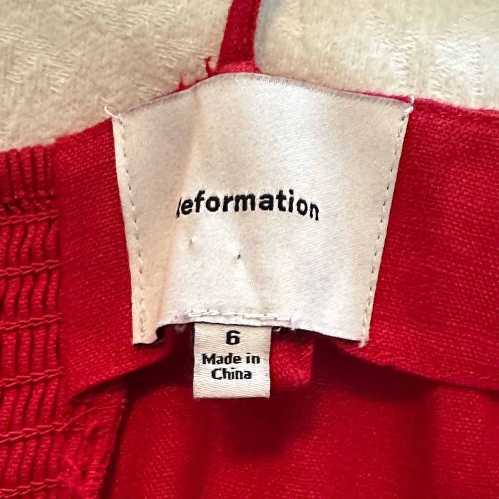Reformation Monette Dress Red Lipstick Midi Spaghetti Strap Size 6 - Picture 7 of 8